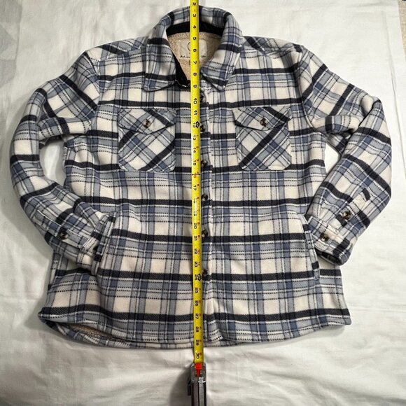 SAGE blues and white plaid fleece lined button down jacket - Large - Picture 7 of 7